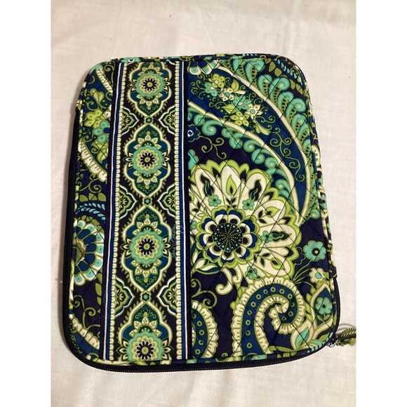 VERA BRADLEY Paisley Blue & Green Cloth Tech Case Zip Around Storage Bag - Picture 4 of 9